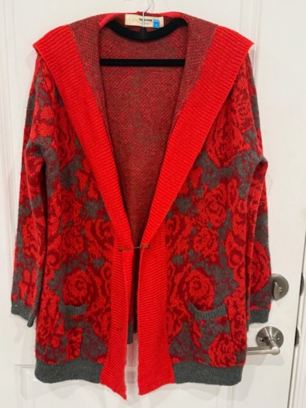 Anthropologie Sparrow Maraschino Floral Hooded Sweater Cardigan